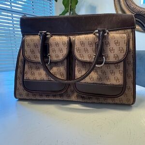 Dooney & Bourke Double Pocket Canvas and Leather Tote